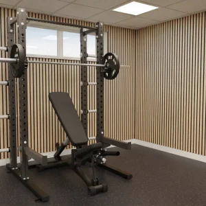 Barbell rack and adjustable weight bench at The Southwold Gym