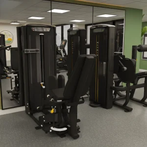Close-up of a seated strength machine with surrounding equipment at The Southwold Gym